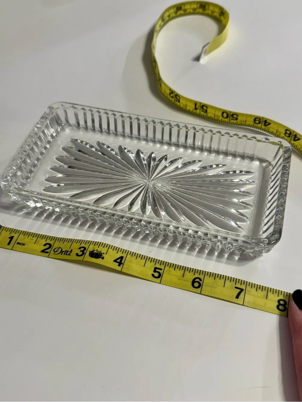 Clear Glass Rectangular Vanity Tray, Trinket Tray 8”x4”